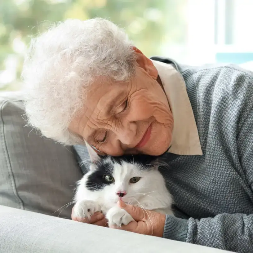 cute old granny with her cat